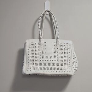 Vintage CNKW with Rhinstones Studded Leather White Handbag
